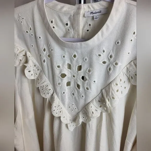 Madewell Plus Embroidered Lazer Cut Flannel Mockneck Top 4X - Picture 2 of 8